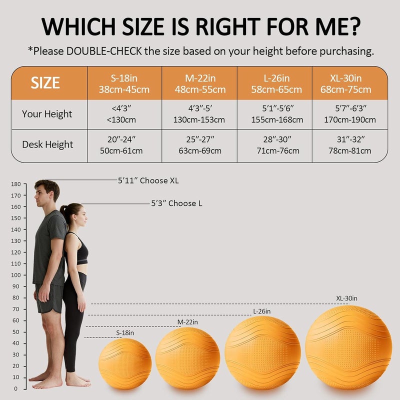 Gruper Yoga Ball, Multiple Sizes Non Slip Exercise Ball for Workout, Birthing, Balance, Stability, Pregnancy, 2200LB Capacity, Anti Burst Chair for Home and Office, Includes Quick Pump & Fitness Guide - Image 5